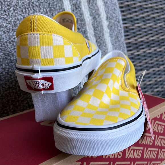 Vans Classic Slip-On Checkerboard Cyber Yellow True White Men’s - Picture 10 of 16